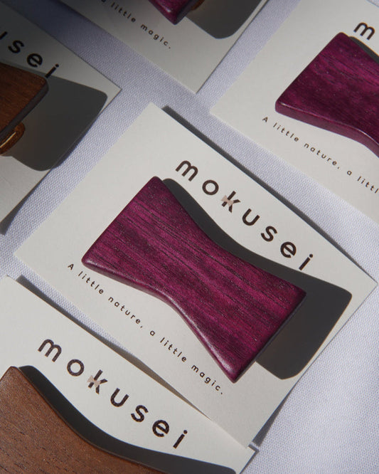 Purple wood hair clip